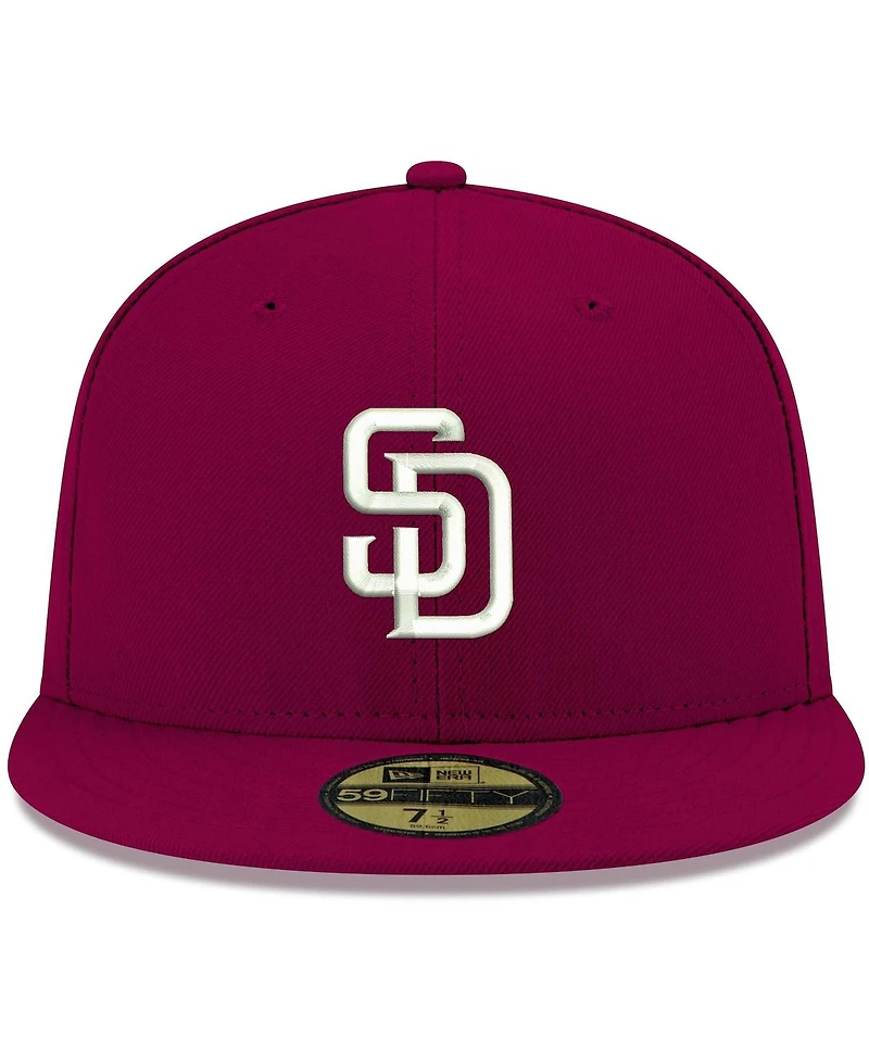 Men's New Era Cardinal San Diego Padres Logo White 59FIFTY Fitted Hat