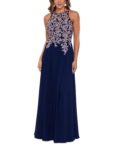 Betsy & Adam Embellished-Bodice Chiffon Gown
