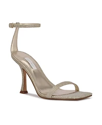 Nine West Women's Yess Square Toe Tapered Heel Dress Sandals - Gold