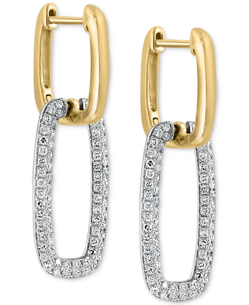 Effy Diamond Pave Link Drop Earrings (5/8 ct. t.w.) in 14k White and Yellow Gold