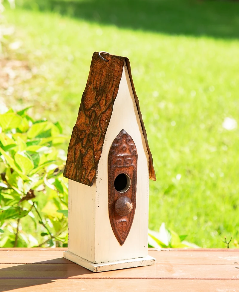 Glitzhome 13.25" Washed Distressed Birdhouse