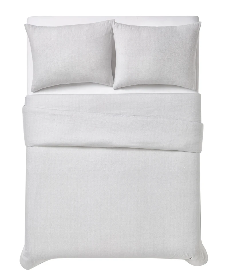 London Fog Herringbone Flannel 3-Pc. Duvet Cover Set, King