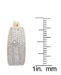 Diamond Accent 3 Row Hoop Earrings