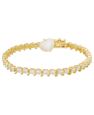 Diamond Accent S Design Heart Charm Bracelet