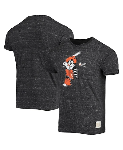Men's Original Retro Brand Black Oklahoma State Cowboys Batter Slub Vintage Tri-Blend T-shirt