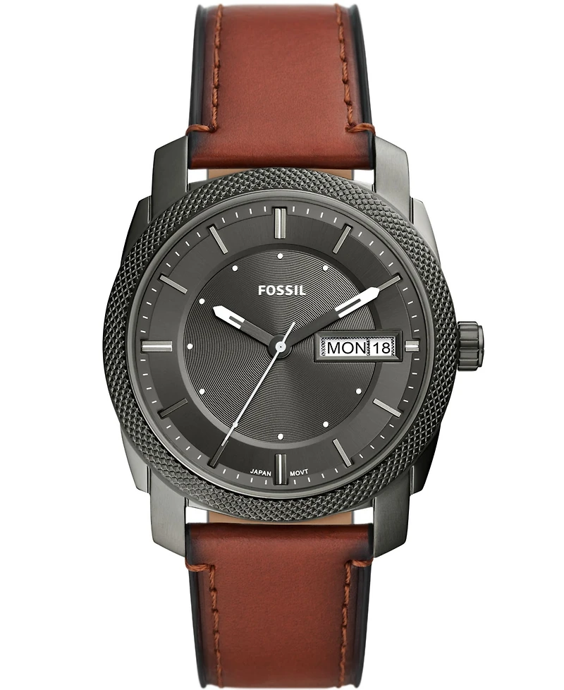 Fossil Men's Machine Brown Leather Strap Watch 42mm