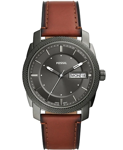Fossil Men's Machine Brown Leather Strap Watch 42mm
