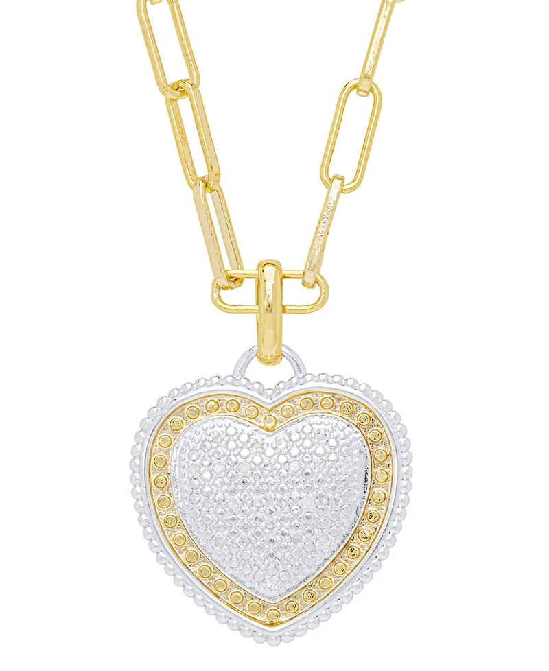 Macy's Women's Diamond Accent Heart Paperclip Necklace