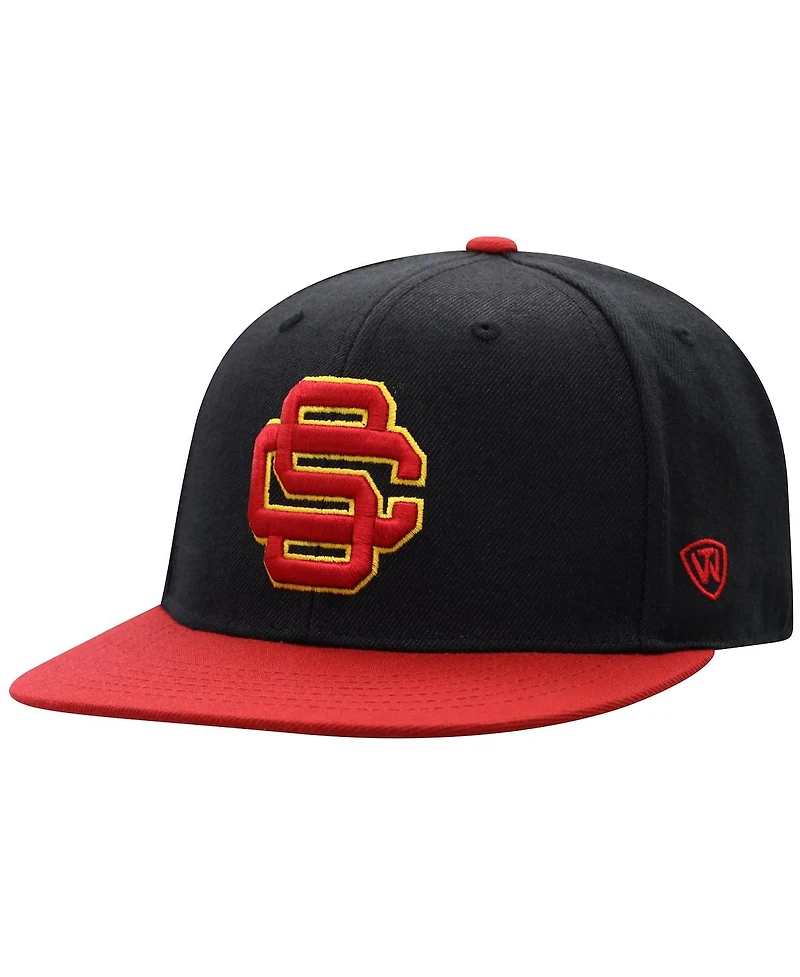 Men's Top of the World Black and Cardinal Usc Trojans Team Color Two-Tone Fitted Hat