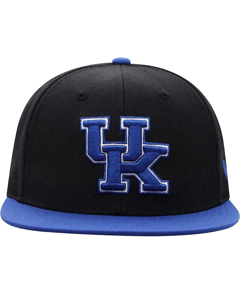 Men's Top of the World Black, Royal Kentucky Wildcats Team Color Two-Tone Fitted Hat