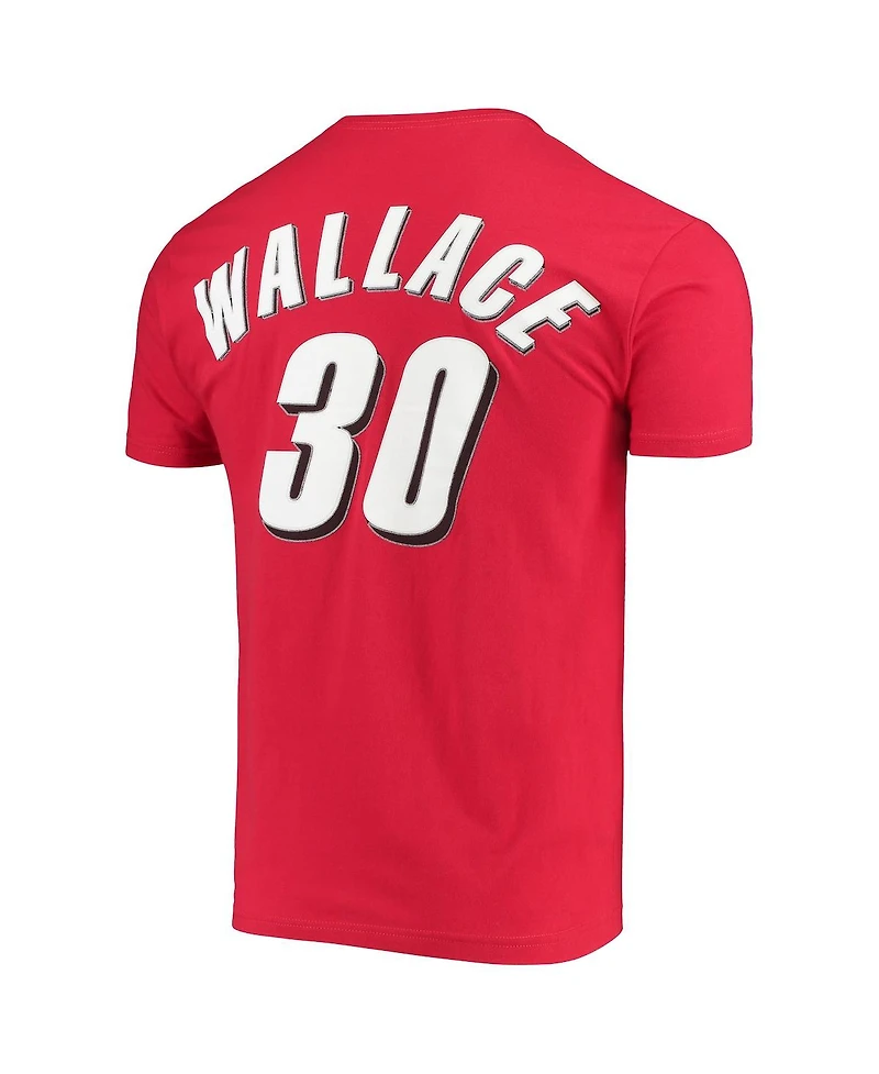 Men's Mitchell & Ness Rasheed Wallace Red Portland Trail Blazers Hardwood Classics Player Name and Number T-shirt