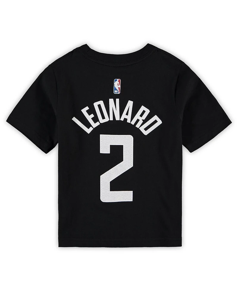 Preschool Boys and Girls Jordan Kawhi Leonard Black La Clippers Statement Edition Name Number T-shirt
