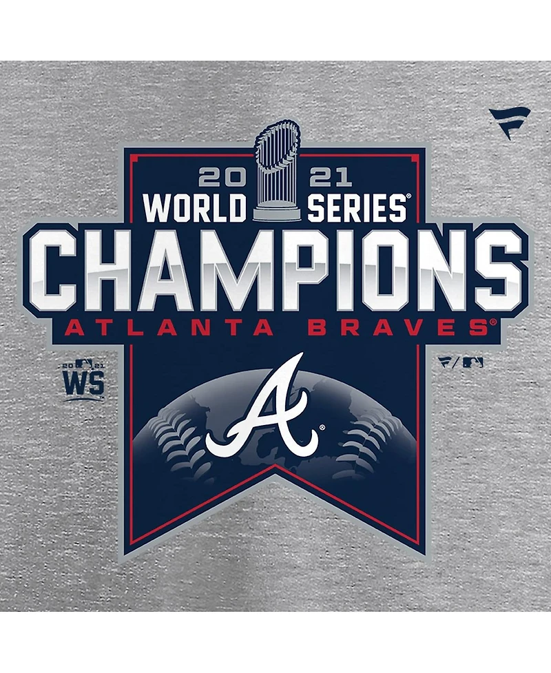 Big Girls Fanatics Heathered Gray Atlanta Braves 2021 World Series Champions Locker Room T-shirt
