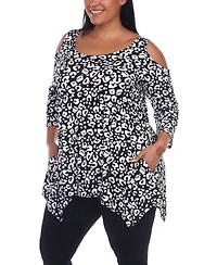 Plus Leopard Cold Shoulder Tunic Top
