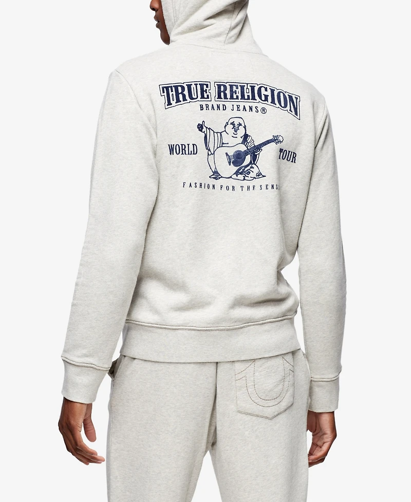 True Religion Men's Classic Logo Zip Up Drawstring Hoodie