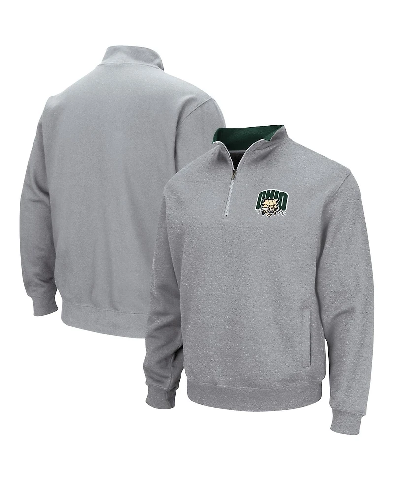 Men's Colosseum Heathered Gray Ohio Bobcats Tortugas Team Logo Quarter-Zip Jacket