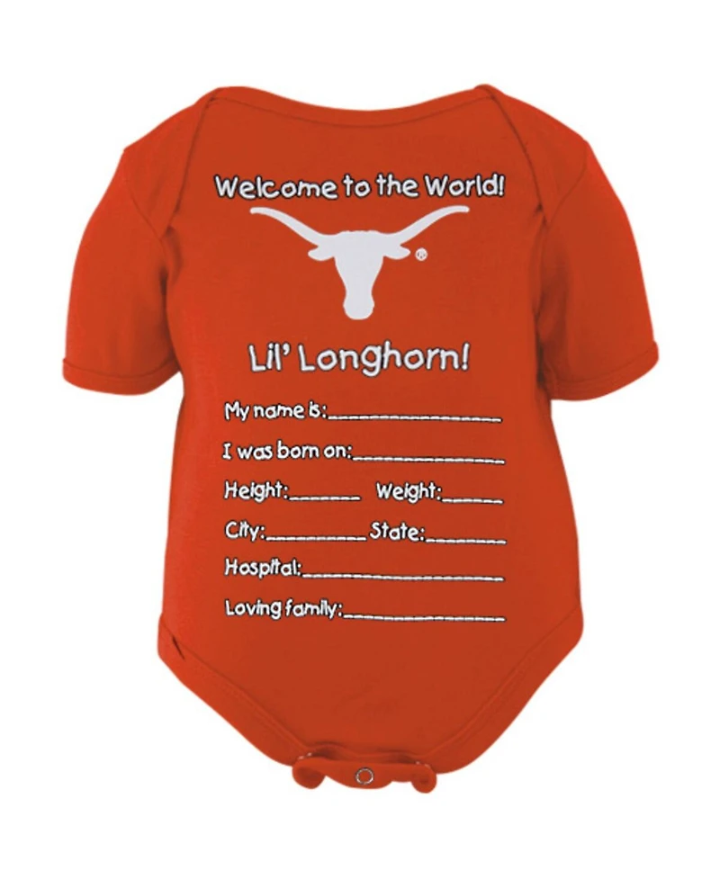 Texas Longhorns Newborn Boys and Girls Welcome to the World Creeper - Burnt Orange