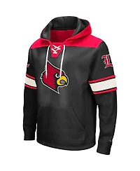 Men's Colosseum Black Louisville Cardinals 2.0 Lace-Up Logo Pullover Hoodie