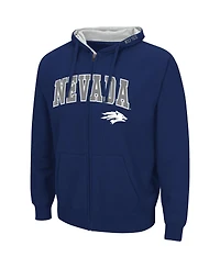 Men's Colosseum Navy Nevada Wolfpack Arch & Logo 3.0 Full-Zip Hoodie