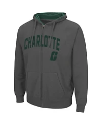 Men's Colosseum Charcoal Charlotte 49ers Arch Logo 3.0 Full-Zip Hoodie