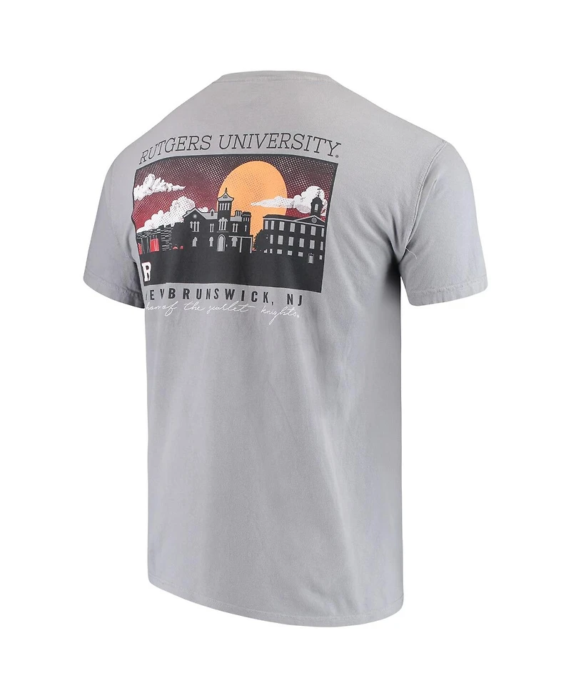 Men's Gray Rutgers Scarlet Knights Team Comfort Colors Campus Scenery T-shirt