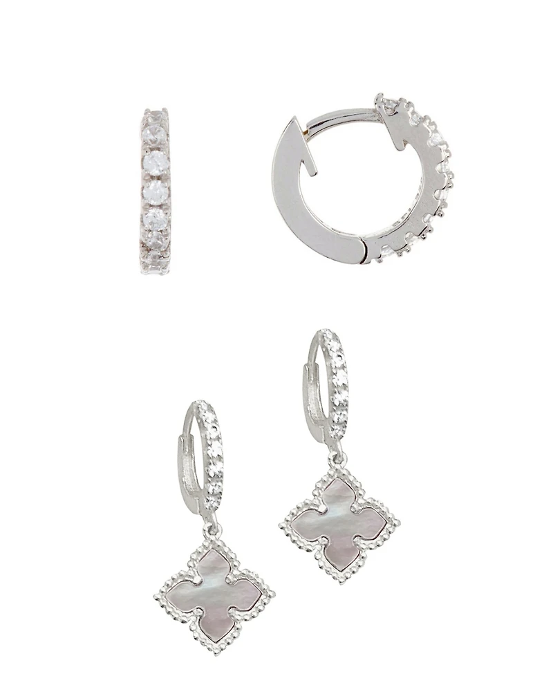 Adornia White Mother Of Pearl Huggie Set Earring