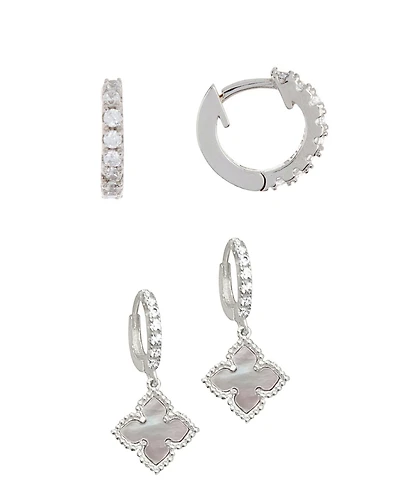 Adornia White Mother Of Pearl Huggie Set Earring
