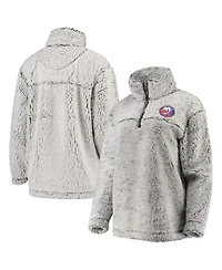 Women's G-iii 4Her by Carl Banks Gray New York Islanders Sherpa Quarter-Zip Pullover Jacket