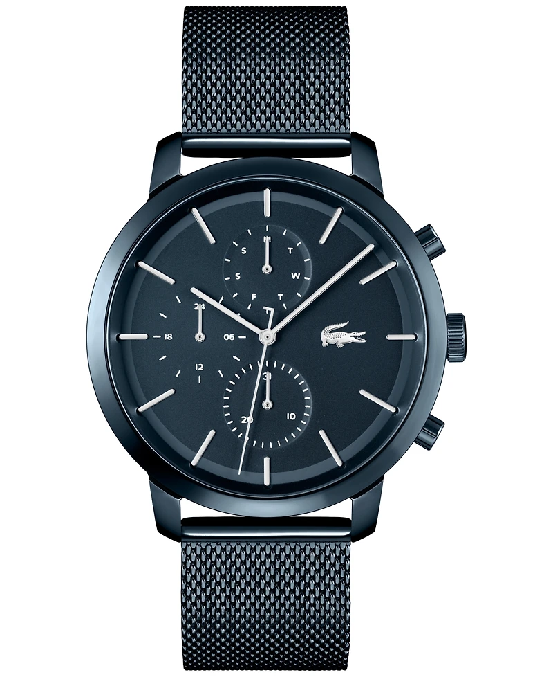 Lacoste Men's Replay Blue-Tone Stainless Steel Mesh Bracelet Watch 44mm