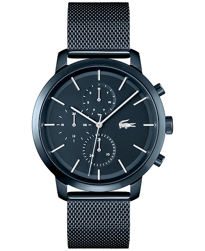 Lacoste Men's Replay Blue-Tone Stainless Steel Mesh Bracelet Watch 44mm