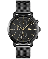 Lacoste Men's Replay Black-Tone Stainless Steel Mesh Bracelet Watch 44mm