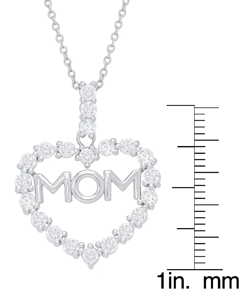 Macy's Women's Cubic Zirconia 'Mom' Heart Pendant Necklace