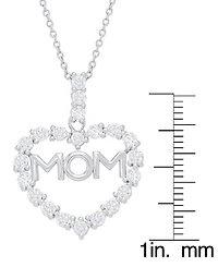 Macy's Women's Cubic Zirconia 'Mom' Heart Pendant Necklace
