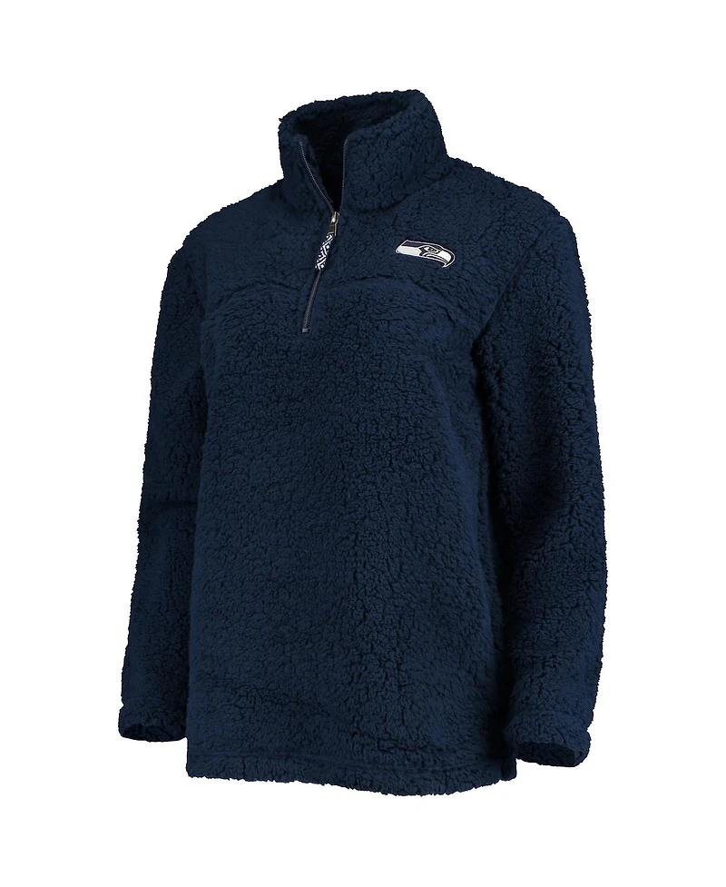 Women's G-iii 4Her by Carl Banks College Navy Seattle Seahawks Sherpa Quarter-Zip Jacket
