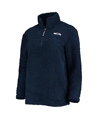 Women's G-iii 4Her by Carl Banks College Navy Seattle Seahawks Sherpa Quarter-Zip Jacket