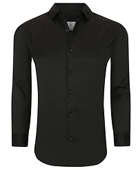 Suslo Couture Men's Solid Slim Fit Wrinkle Free Stretch Long Sleeve Button Down Shirt
