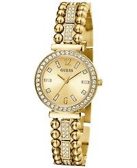 Guess Women's Crystal Beaded Gold-Tone Stainless Steel Bracelet Watch 30mm
