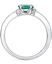 Lab-Grown Sapphire (1 ct. t.w.) & White (1/6 Double Stone Ring Sterling Silver (Also Emerald