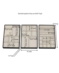 Household Essentials Stackable Jewelry Trays, Set of 3