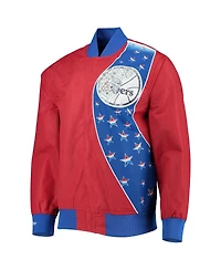 Men's Philadelphia 76Ers Red Mitchell & Ness Hardwood Classics 75th Anniversary Authentic Warmup Full-Snap Jacket