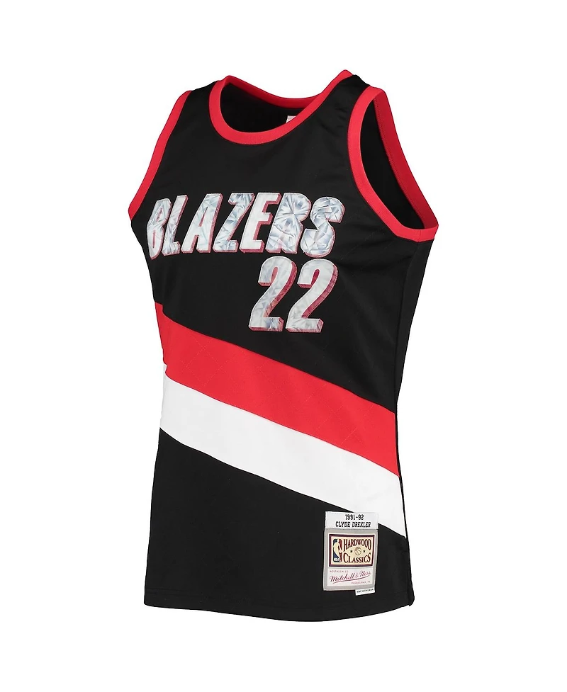 Men's Mitchell & Ness Clyde Drexler Black Portland Trail Blazers 1991-92 Hardwood Classics 75th Anniversary Diamond Swingman Jersey