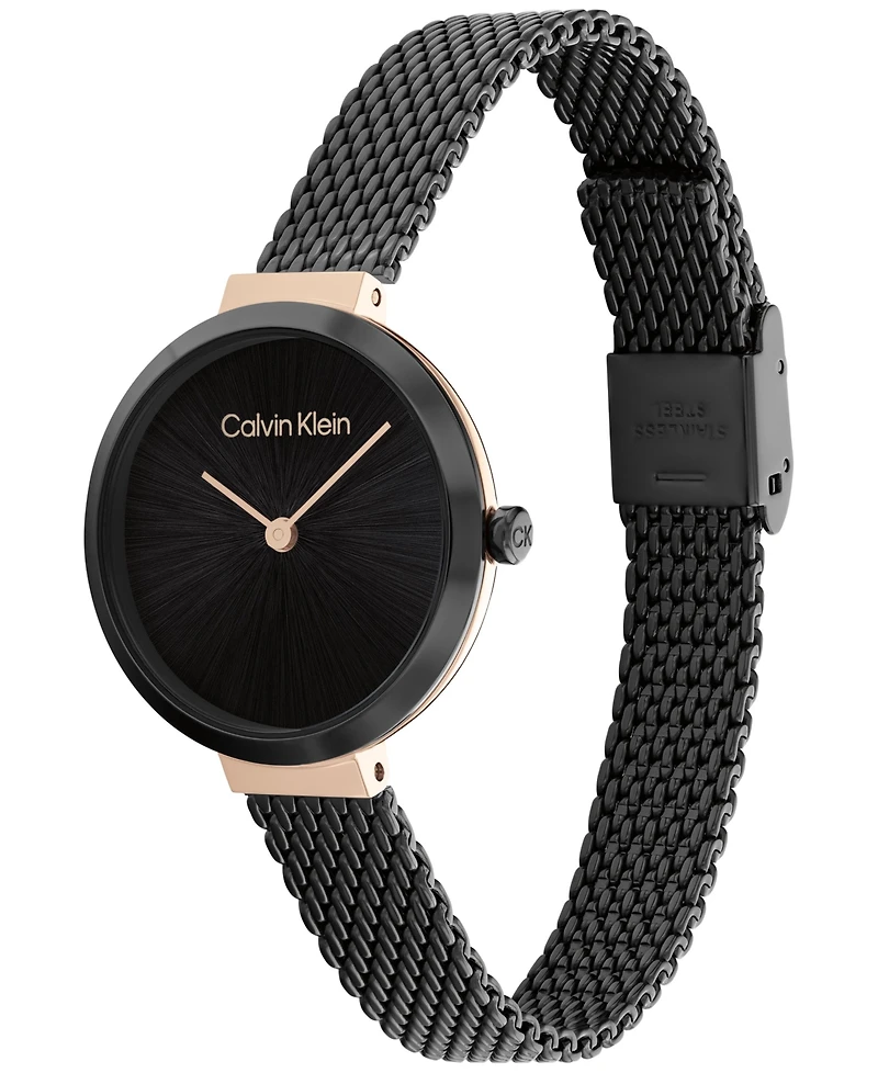 Calvin Klein Black Stainless Steel Mesh Bracelet Watch 28mm