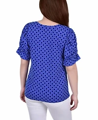 Ny Collection Petite Elbow Cuffed Sleeve Hardware Top