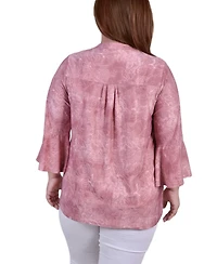 Ny Collection Plus Pleat Front Y-Neck Top