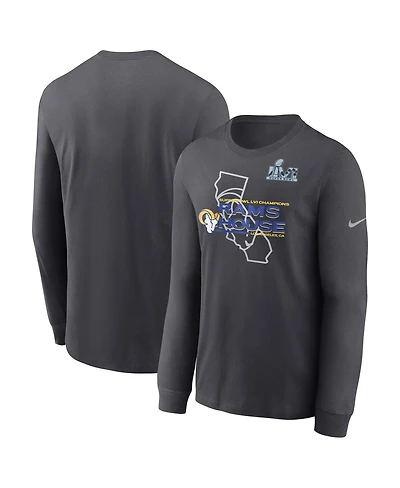 Men's Nike Anthracite Los Angeles Rams Super Bowl Lvi Champions Hometown Long Sleeve T-shirt