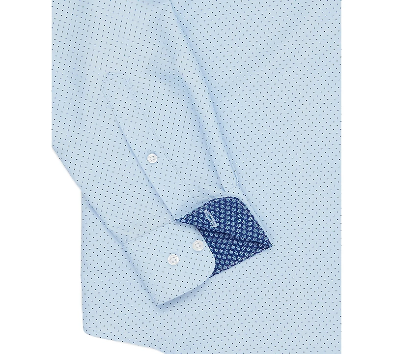 Calabrum Men's Regular Fit Dot Print Wrinkle Free Performance Dress Shirt