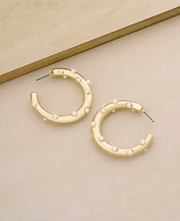 Ettika 18K Gold Plated and Imitation Pearl Studded Hoops
