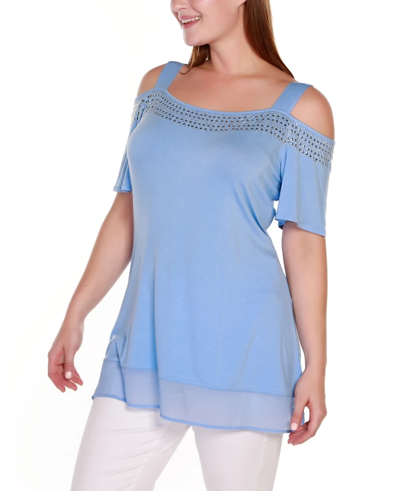 Belldini Plus Cold-Shoulder Top