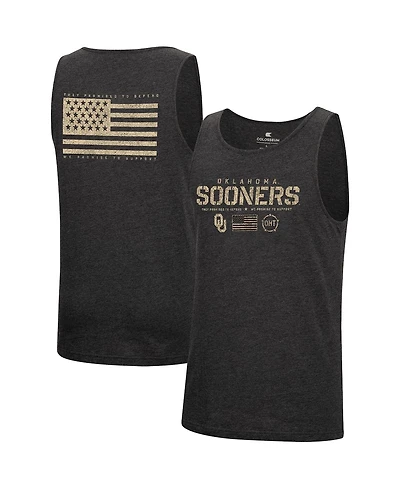 Men's Colosseum Heathered Black Oklahoma Sooners Military-Inspired Appreciation Oht Transport Tank Top