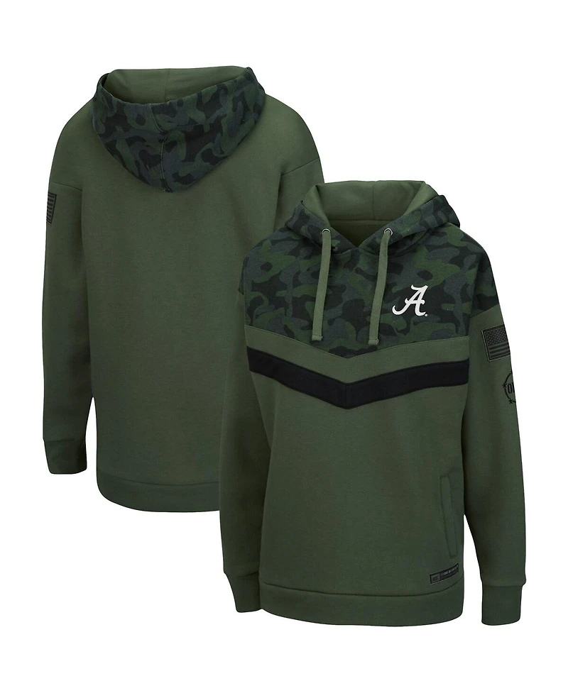 Women's Colosseum Olive, Camo Alabama Crimson Tide Oht Military-Inspired Appreciation Extraction Chevron Pullover Hoodie